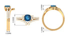 Cushion Cut London Blue Topaz Designer Wedding Ring Set with Diamond Band AAA - Rosec Jewels
