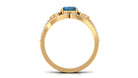 Cushion Cut London Blue Topaz Designer Wedding Ring Set with Diamond Band AAA - Rosec Jewels