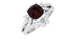 Cushion Cut Garnet and Diamond Designer Wedding Ring Set For Her AAA - Rosec Jewels