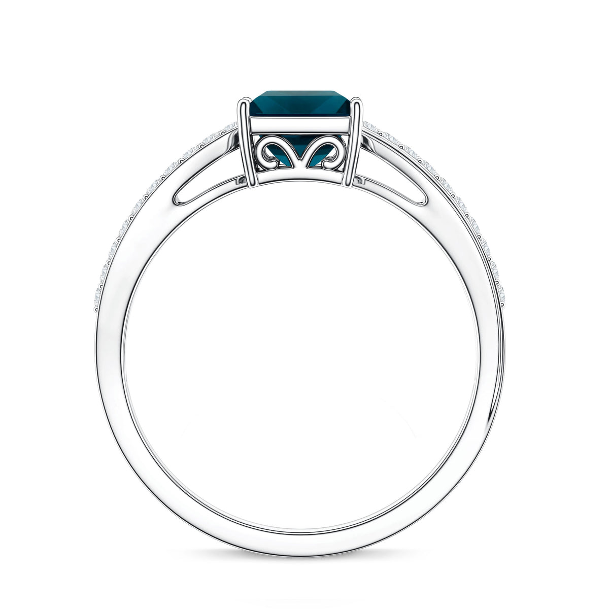 1 Carat Princess Cut London Blue Topaz Solitaire Engagement Ring For Women AAA - Rosec Jewels