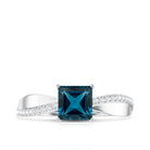 1 Carat Princess Cut London Blue Topaz Solitaire Engagement Ring For Women AAA - Rosec Jewels