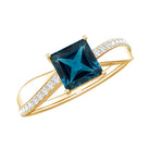 1 Carat Princess Cut London Blue Topaz Solitaire Engagement Ring For Women AAA - Rosec Jewels