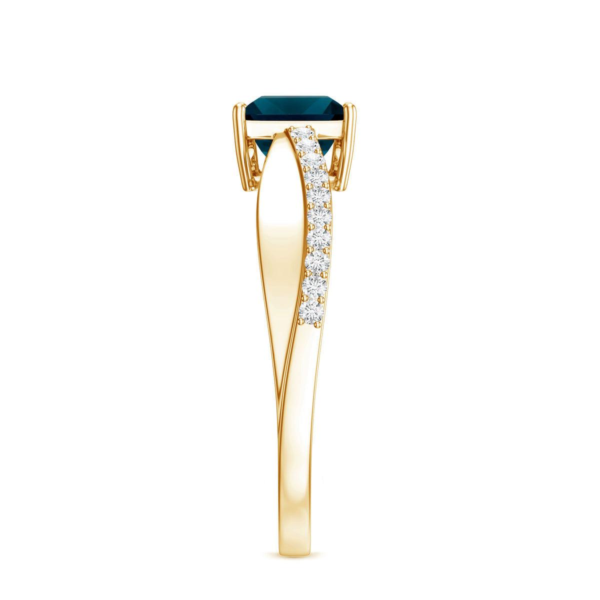 1 Carat Princess Cut London Blue Topaz Solitaire Engagement Ring For Women AAA - Rosec Jewels