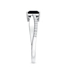 0.5 Carat Princess Cut Black Onyx Solitaire Engagement Ring with Diamond AAA - Rosec Jewels