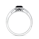 0.5 Carat Princess Cut Black Onyx Solitaire Engagement Ring with Diamond AAA - Rosec Jewels