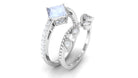 Rosec Jewels-Princess Cut Moonstone Vintage Ring Set with Diamond