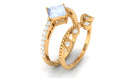 Rosec Jewels-Princess Cut Moonstone Vintage Ring Set with Diamond