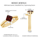 6MM Princess Cut Garnet Solitaire Bridal Ring Set with Diamonds AAA - Rosec Jewels