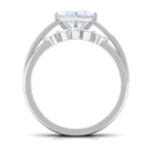 Rosec Jewels-Princess Cut Moonstone and Diamond Solitaire Ring Set