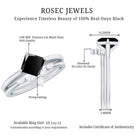 5mm Princess Cut Black Onyx Solitaire Rings Set with Diamond Enhancer AAA - Rosec Jewels