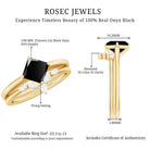 5mm Princess Cut Black Onyx Solitaire Rings Set with Diamond Enhancer AAA - Rosec Jewels