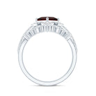 Princess Cut Garnet Designer Wedding Ring Set with Moissanite AAA - Rosec Jewels