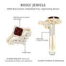 Princess Cut Garnet Designer Wedding Ring Set with Moissanite AAA - Rosec Jewels