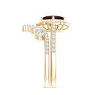 Princess Cut Garnet Designer Wedding Ring Set with Moissanite AAA - Rosec Jewels