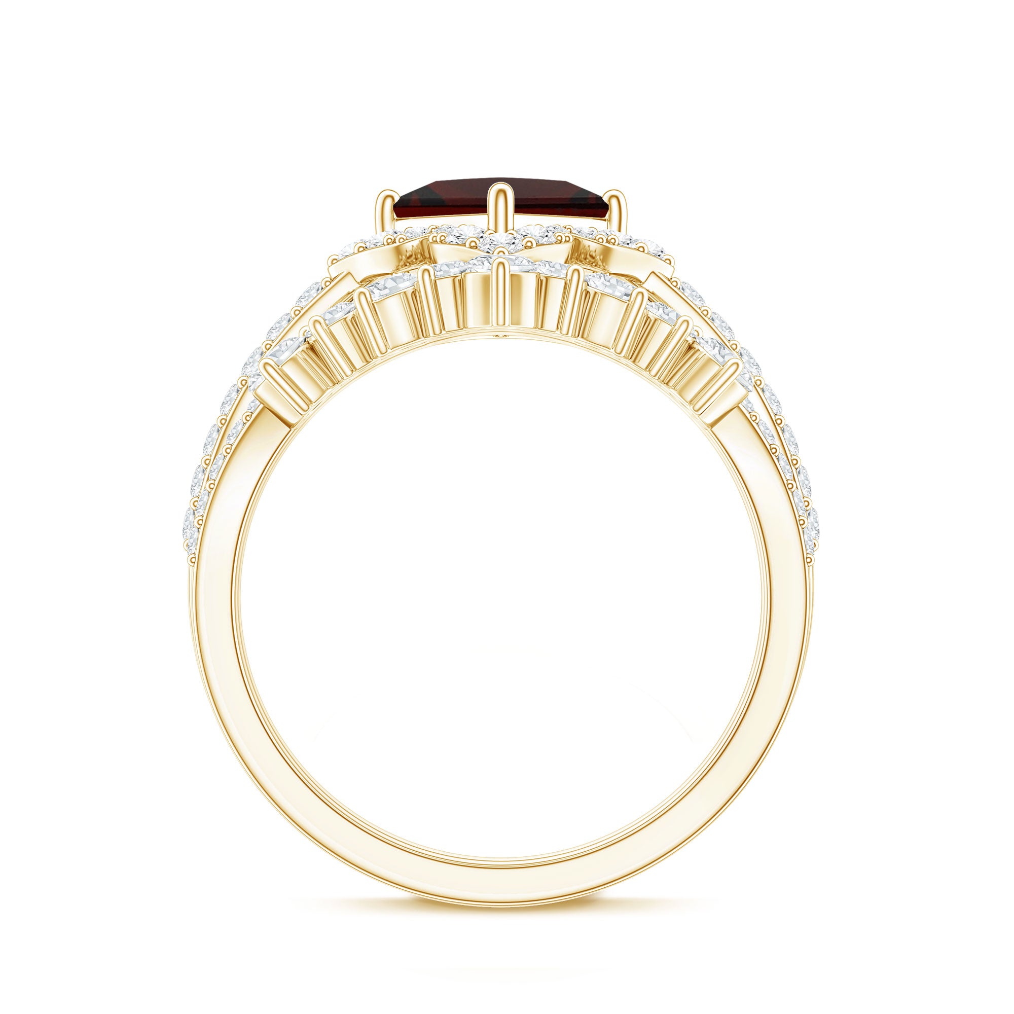 Princess Cut Garnet Designer Wedding Ring Set with Moissanite AAA - Rosec Jewels