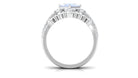 Moonstone and Moissanite Statement Wedding Ring Set AAA - Rosec Jewels