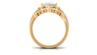 Moonstone and Moissanite Statement Wedding Ring Set AAA - Rosec Jewels
