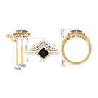 2.25 CT Black Onyx and Moissanite Statement Wedding Ring Set AAA - Rosec Jewels
