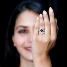 2.25 CT Black Onyx and Moissanite Statement Wedding Ring Set AAA - Rosec Jewels
