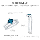 Genuine London Blue Topaz Designer Engagement Ring with Diamond Wedding Band AAA - Rosec Jewels