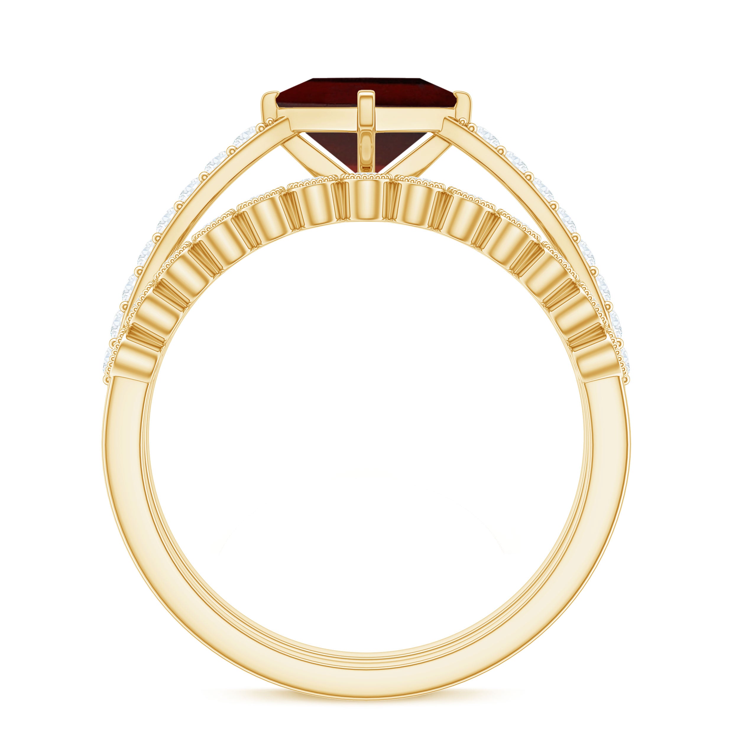 Princess Cut Garnet and Diamond Wedding Ring Set for Women AAA - Rosec Jewels