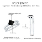 5mm Princess Cut Black Onyx Wedding Rings Set with Diamond Band AAA - Rosec Jewels
