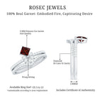 Natural Garnet Diamond Flower Engagement Ring Wedding Band Set AAA - Rosec Jewels