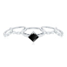 Genuine Princess Cut Black Onyx Bridal Rings Set with Diamond AAA - Rosec Jewels