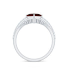 Natural Princess Cut Garnet Diamond Wedding Bridal Ring Set AAA - Rosec Jewels