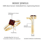 Natural Princess Cut Garnet Diamond Wedding Bridal Ring Set AAA - Rosec Jewels