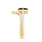Natural Princess Cut Garnet Diamond Wedding Bridal Ring Set AAA - Rosec Jewels