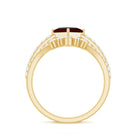 Natural Princess Cut Garnet Diamond Wedding Bridal Ring Set AAA - Rosec Jewels