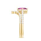 1 Carat Princess Cut Pink tourmaline and Diamond Wedding Ring Set for Women AAA - Rosec Jewels