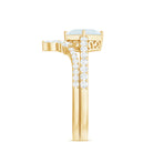 Rosec Jewels-Princess Cut Solitaire Moonstone Designer Ring Set with Diamond