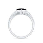5mm Princess Cut Black Onyx Designer Wedding Rings Set with Moissanite AAA - Rosec Jewels