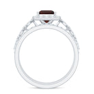 Genuine Princess Cut Garnet 3 Piece Bridal Ring Set with Moissanite AAA - Rosec Jewels