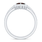 Natural Garnet Diamond 3 Piece Bridal Ring Set AAA - Rosec Jewels