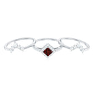 Natural Garnet Diamond 3 Piece Bridal Ring Set AAA - Rosec Jewels
