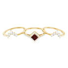 Natural Garnet Diamond 3 Piece Bridal Ring Set AAA - Rosec Jewels