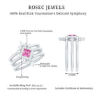 Real Pink tourmaline and Moissanite Trio Wedding Ring Set AAA - Rosec Jewels