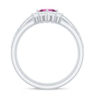 Real Pink tourmaline and Moissanite Trio Wedding Ring Set AAA - Rosec Jewels