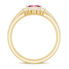Real Pink tourmaline and Moissanite Trio Wedding Ring Set AAA - Rosec Jewels