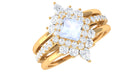 Natural Moonstone and Moissanite Trio Wedding Ring Set AAA - Rosec Jewels