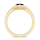 Certified 5mm Princess Cut Black Onyx Wedding Rings Set with Moissanite Band AAA - Rosec Jewels