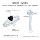 Rosec Jewels-Created Black Diamond Heart Engagement Ring Set with Diamond