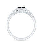 Rosec Jewels-Created Black Diamond Heart Engagement Ring Set with Diamond