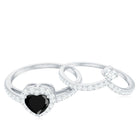 Rosec Jewels-Created Black Diamond Heart Engagement Ring Set with Diamond