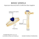 Real Heart Shape Blue Sapphire and Diamond Halo Wedding Ring Set AAA - Rosec Jewels