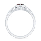 Natural Garnet Diamond Heart Engagement Ring Wedding Band Set AAA - Rosec Jewels