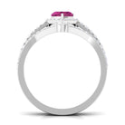 Genuine Pink Tourmaline Ring Set with Moissanite AAA - Rosec Jewels